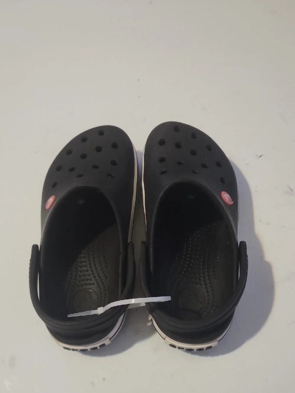 CROCS Kids Black Clog Sandals with White Trim. New Without Box
